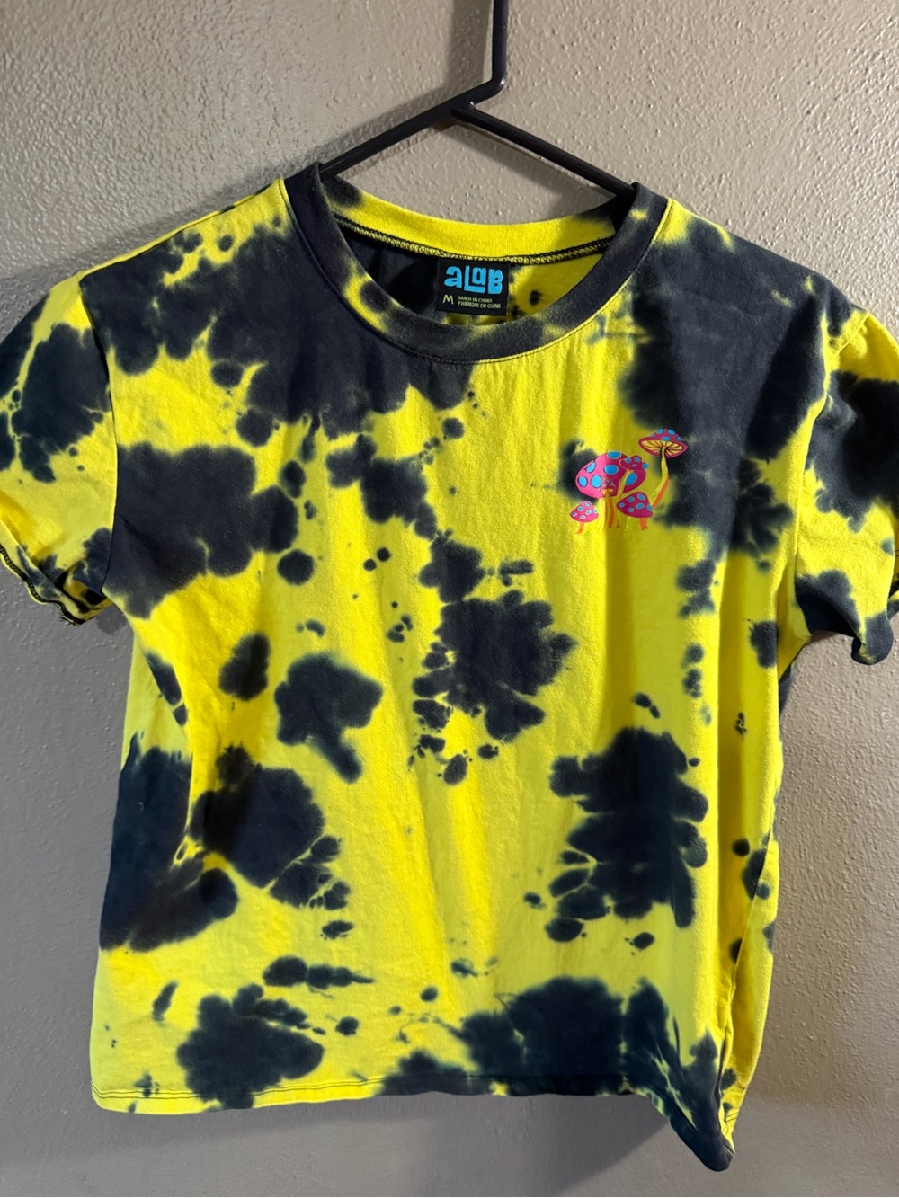 A-LAB Rainen Wizard Yellow & Black Tie Dye Mushroom T-Shirt
